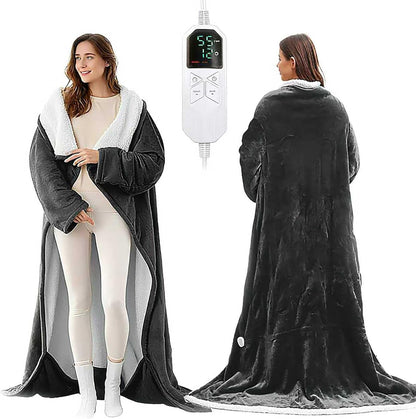 Luxury Electric Wearable Heated Blanket Throw with Sleeves & Controller