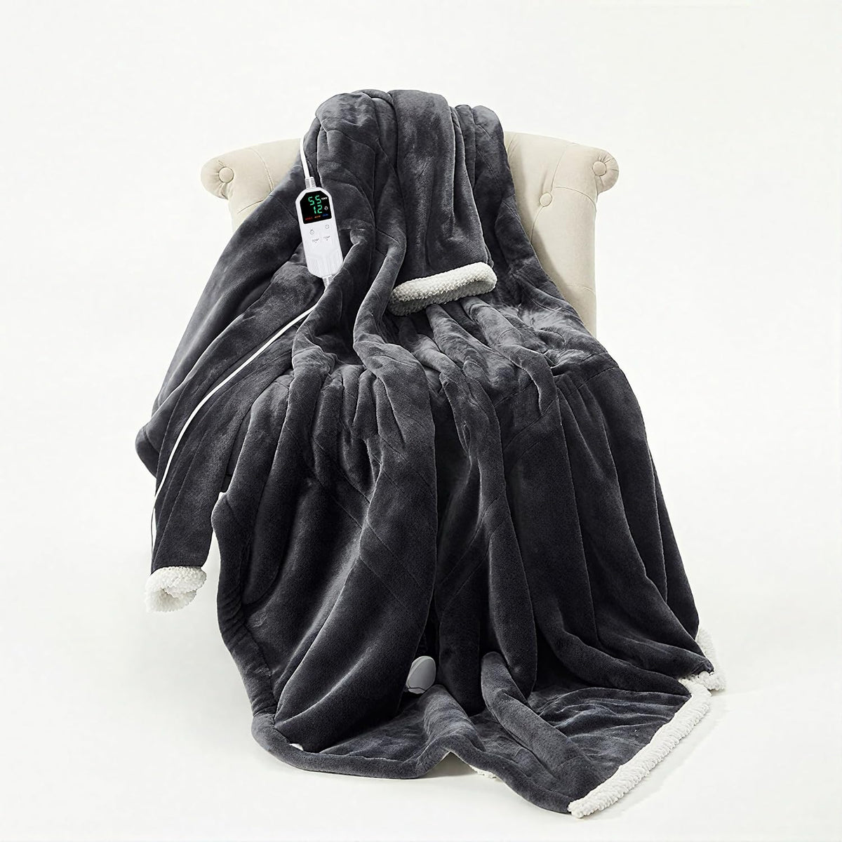Luxury Electric Wearable Heated Blanket Throw with Sleeves & Controller
