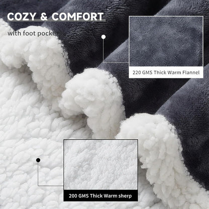 Luxury Electric Wearable Heated Blanket Throw with Sleeves & Controller