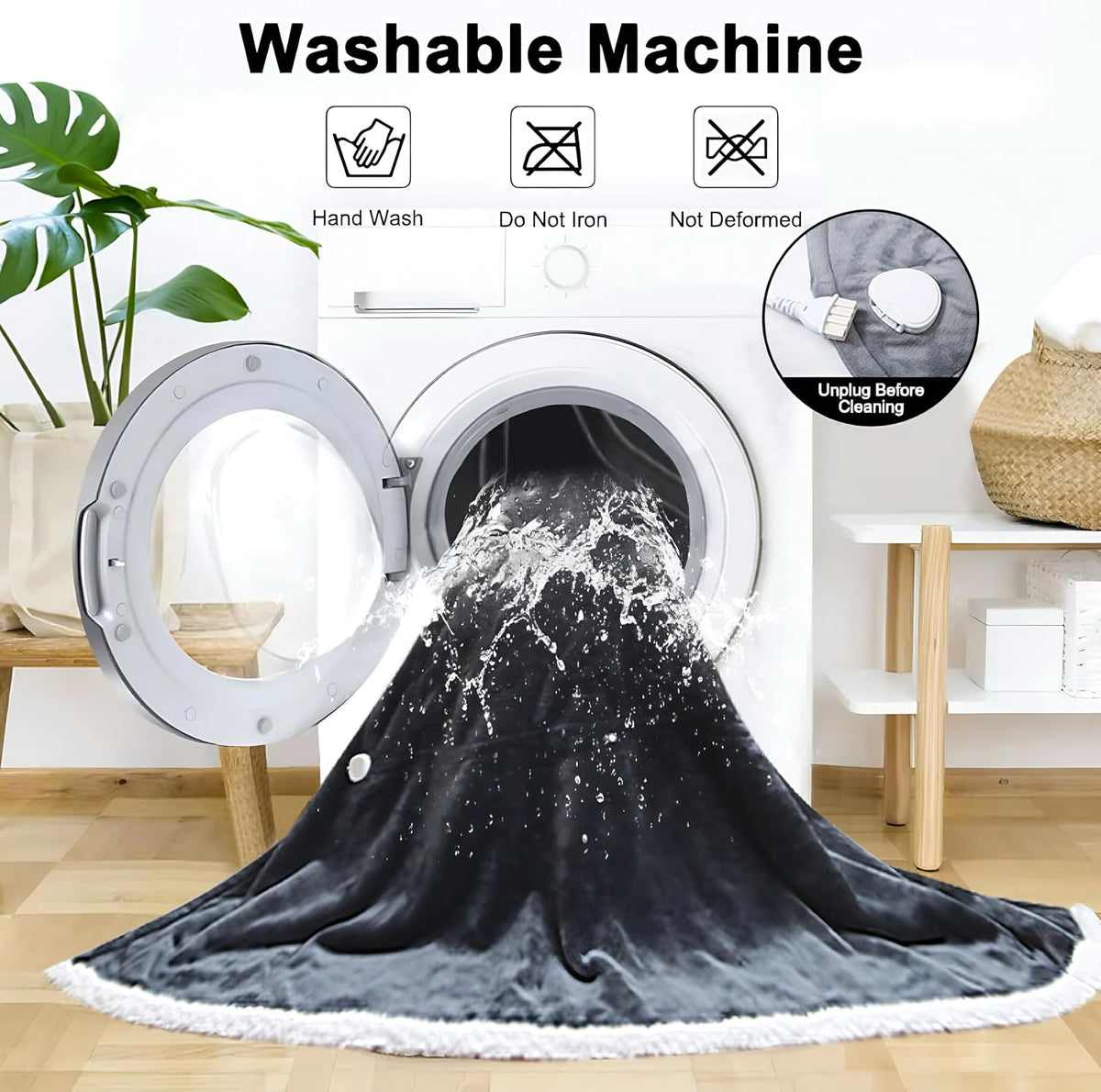 Luxury Electric Wearable Heated Blanket Throw with Sleeves & Controller